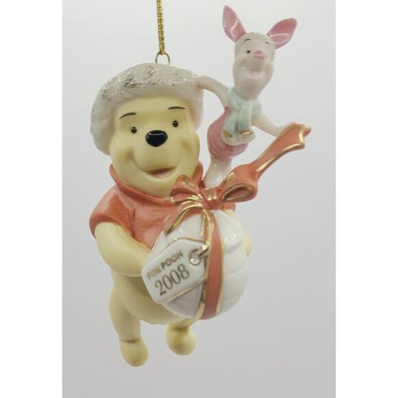 Lenox 2008 Pooh's Perfect Present Annual Winnie The Pooh & Piglet Ornament W/Box - Picture 3 of 12